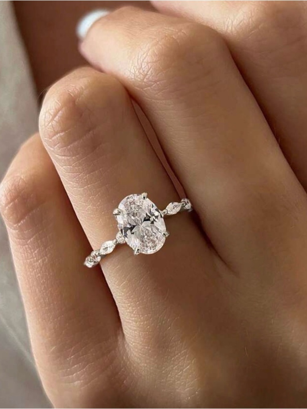 Oval cubic zirconia ring, size 7